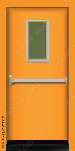 3d yellow door color alert fire exit for decoration
