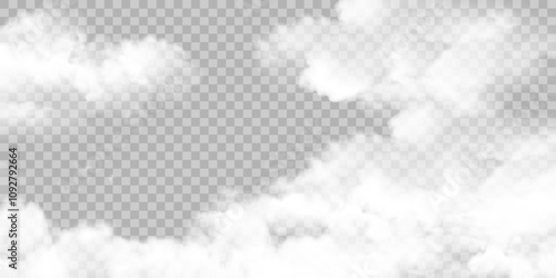 White realistic fog background or smoke isolated transparent special effect