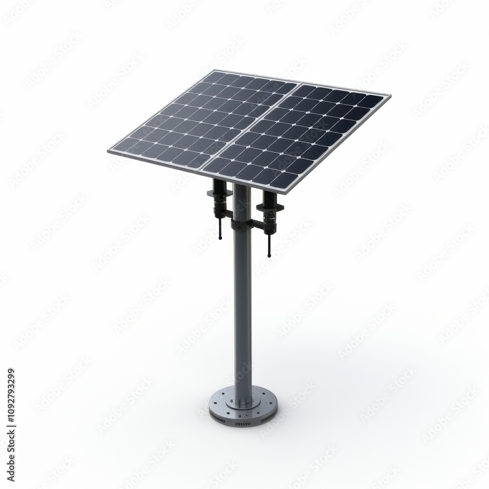Solar panels on white background, mounted on metal stand Solar panels on white background, mounted on metal stand
