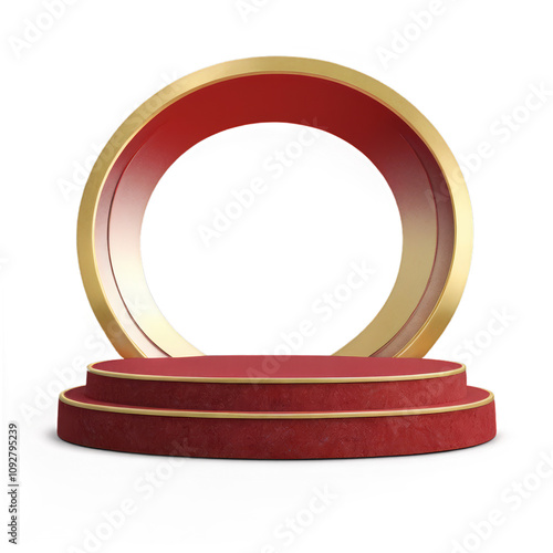 Elegant circular display stand for showcasing products or art pieces in a min...