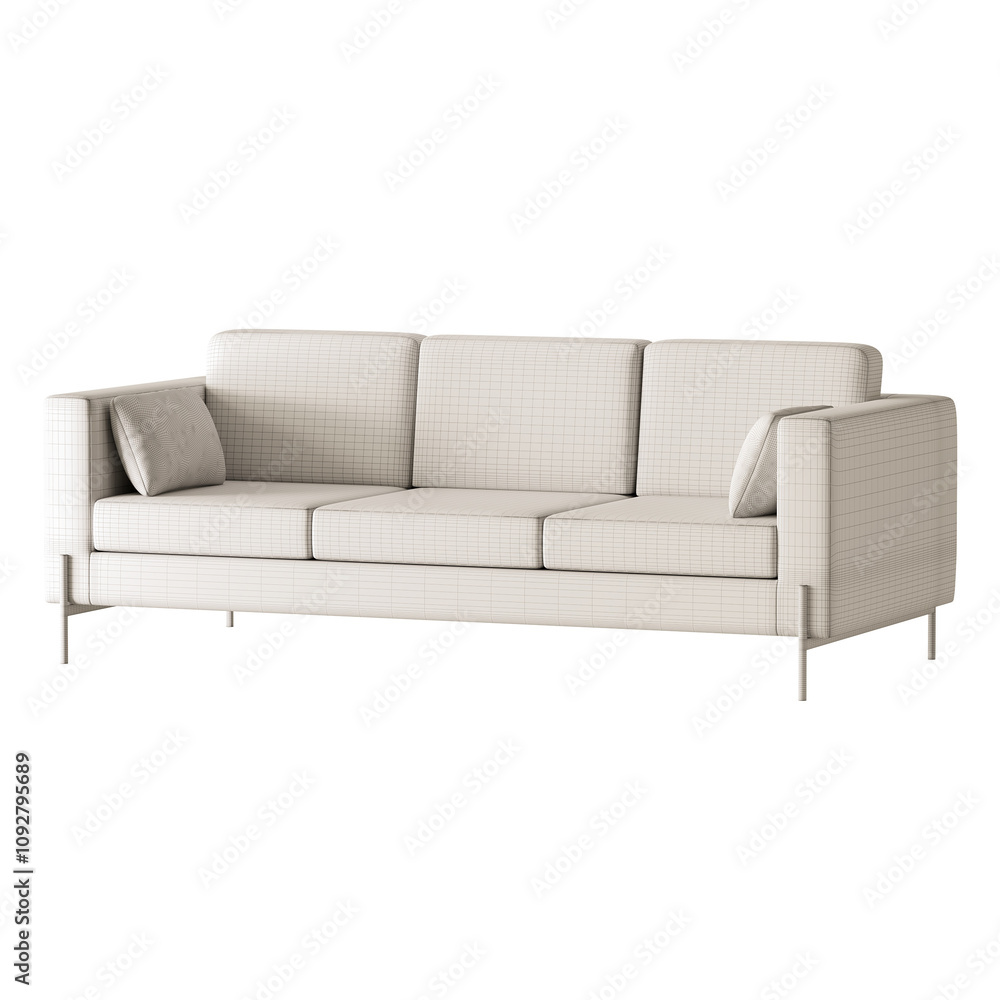 Fototapeta premium A white couch with a gray frame
