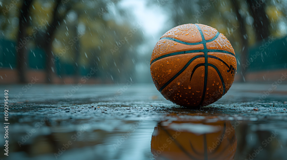 Urban Energy: A Skillful Player Dribbling a Light Green Basketball on a City Street Court Urban Energy: A Skillful Player Dribbling a Light Green Basketball on a City Street Court