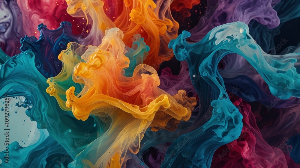 Acrylic colors in water. Abstract background. Acrylic colors in water. Abstract background.