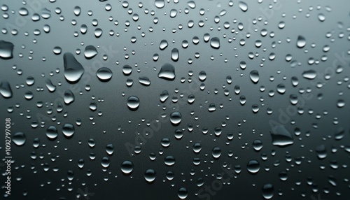 Wallpaper Mural Raindrops gather on a dark surface, reflecting light in a tranquil urban setting Torontodigital.ca