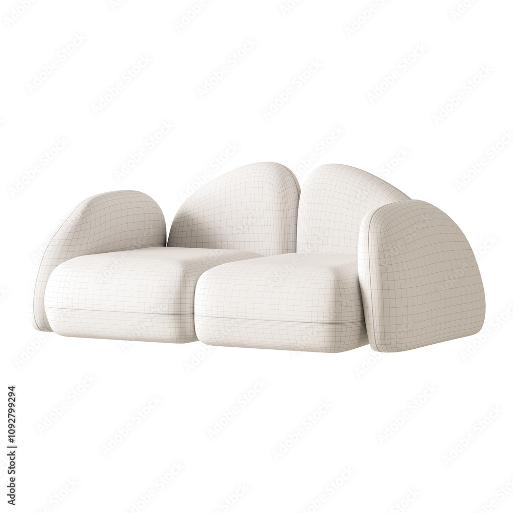 A white couch with a white cushion and a white pillow A white couch with a white cushion and a white pillow