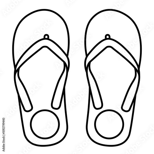 Sandal Flip Flop Circle 1 outline