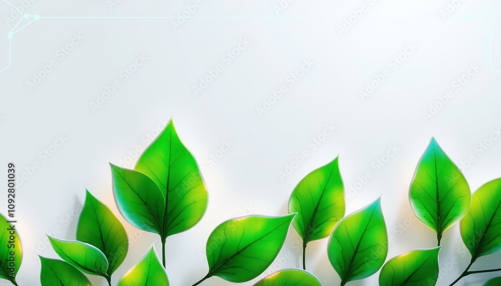 Lush Green Leaves Nature Background Eco Friendly Spring Plant Growth White Background Lush Green Leaves Nature Background Eco Friendly Spring Plant Growth White Background