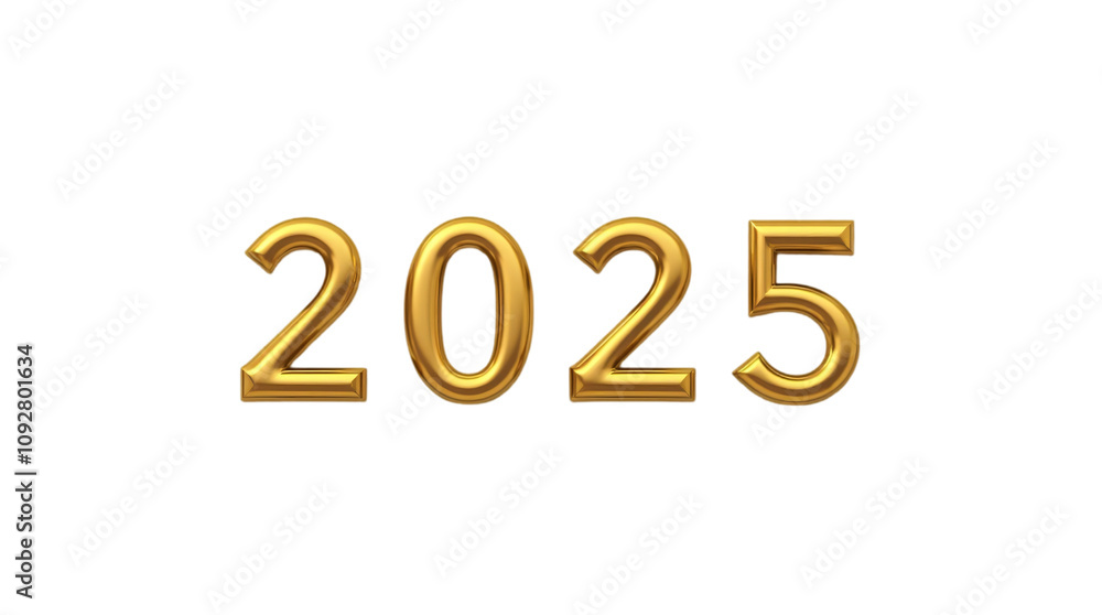 2025 in Gold Text on White Background - New Year Concept 2025 in Gold Text on White Background - New Year Concept