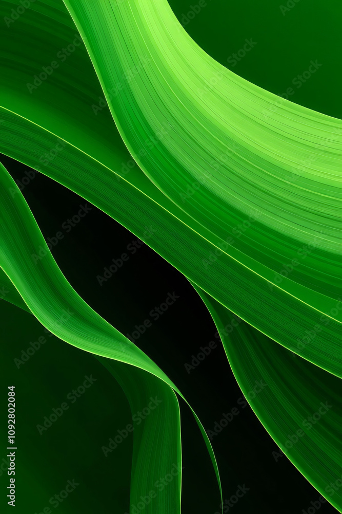 Naklejka premium Abstract Green Twirling Lines Design, Generative AI Created Banner with a Modern and Dynamic Aesthetic