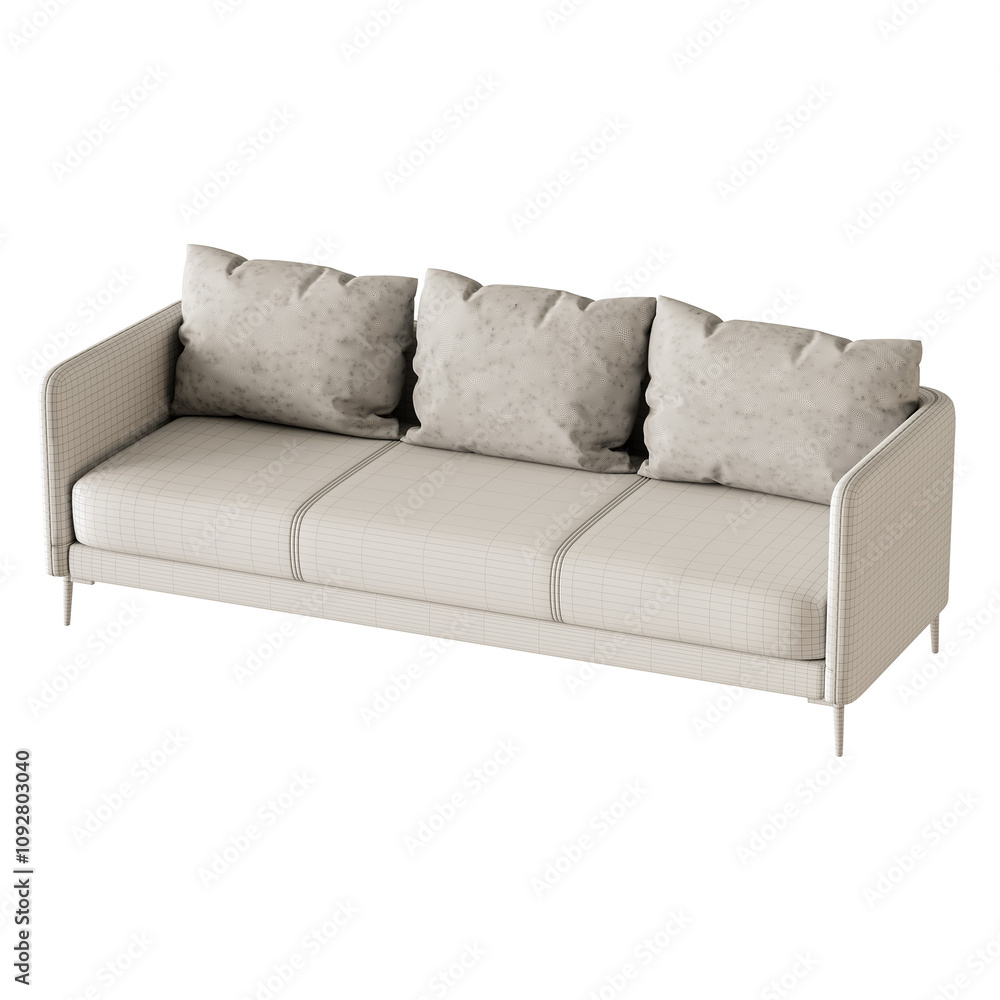 Fototapeta premium A white couch with three pillows on it