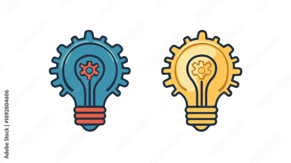 Creative Light Bulb Icon with Cog Wheel Gear Icon for Innovation and Ideas Creative Light Bulb Icon with Cog Wheel Gear Icon for Innovation and Ideas