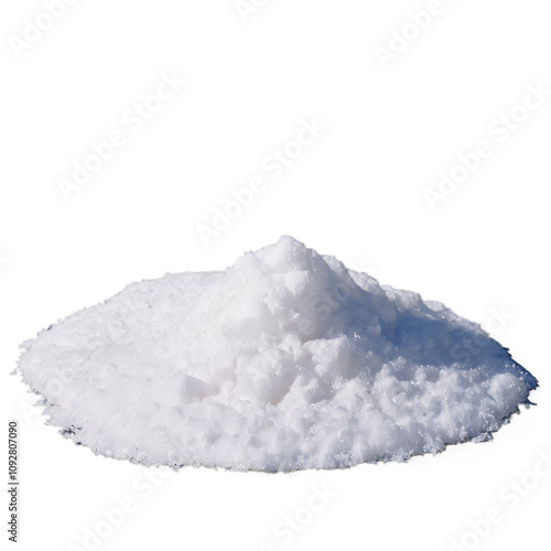 Soft white snow blankets the ground on a winter day in a calm rural setting