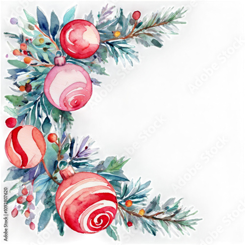 Elegant floral frame design featuring red poinsettias and green foliage for s...