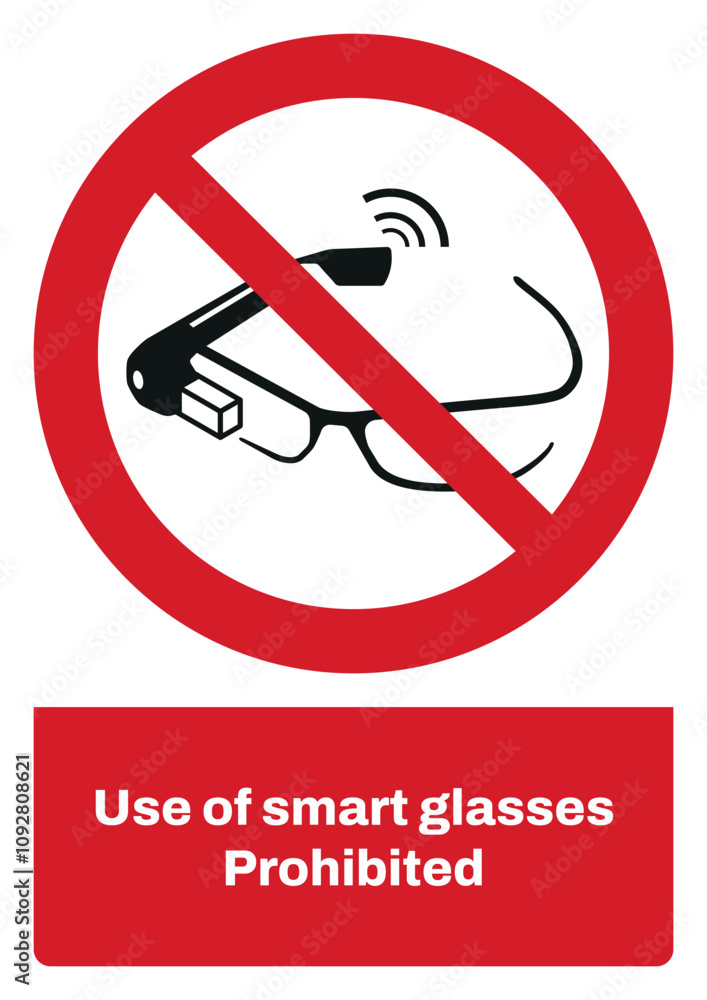 ISO prohibition safety signs sentence case text_use of smart glasses prohibited_portrait size a4/a3/a2/a1 ISO prohibition safety signs sentence case text_use of smart glasses prohibited_portrait size a4/a3/a2/a1