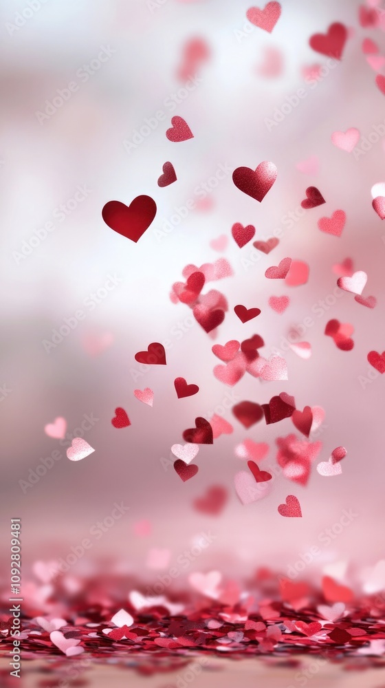 Obraz premium Romantic Bright Heart-Shaped Bokeh. ai generated
