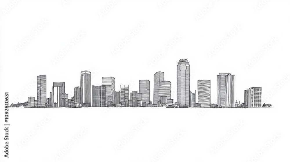 City skyline illustration, white isolate background City skyline illustration, white isolate background