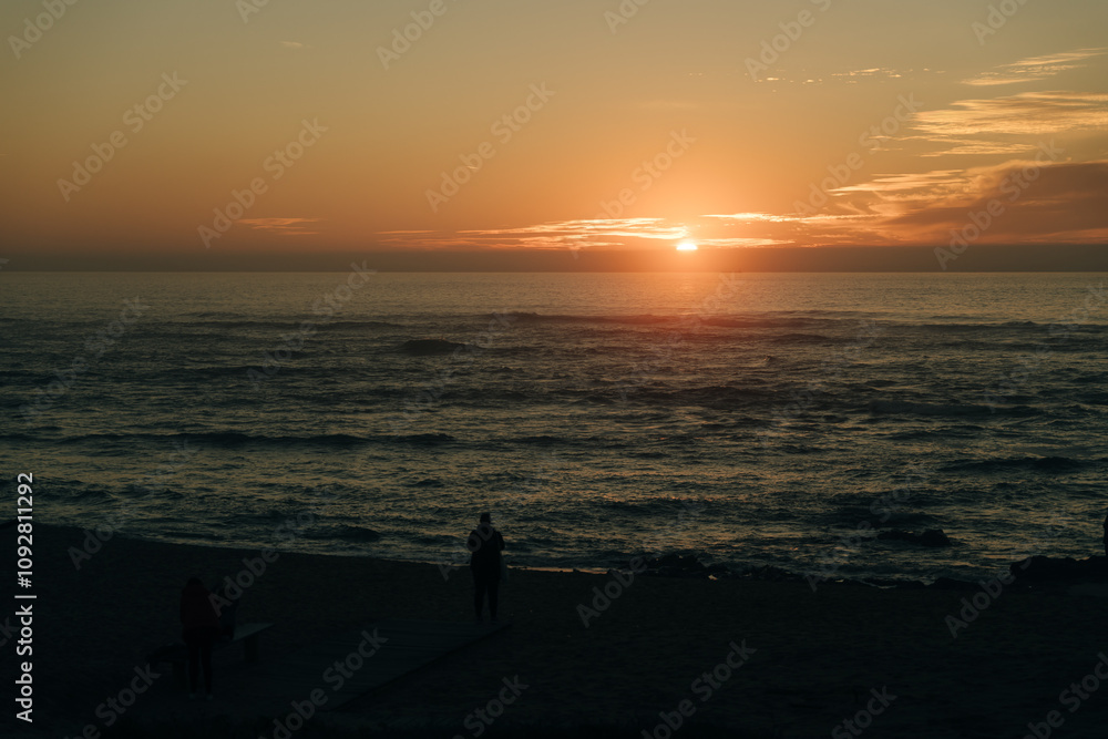 Beautiful view of ocean beach, Lisbon Portugal. Beautiful view of ocean beach, Lisbon Portugal.