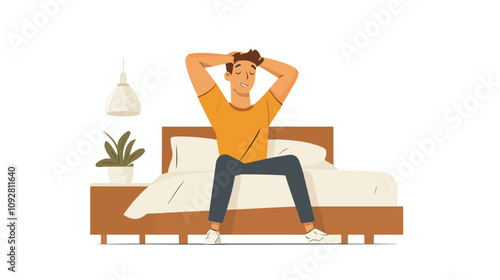 Morning Motivation: Young Man Awakening Energized and Pulling Himself Up