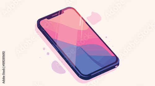 Modern Cell Phone Line Outline Frame with Smartphone SIM Card Design