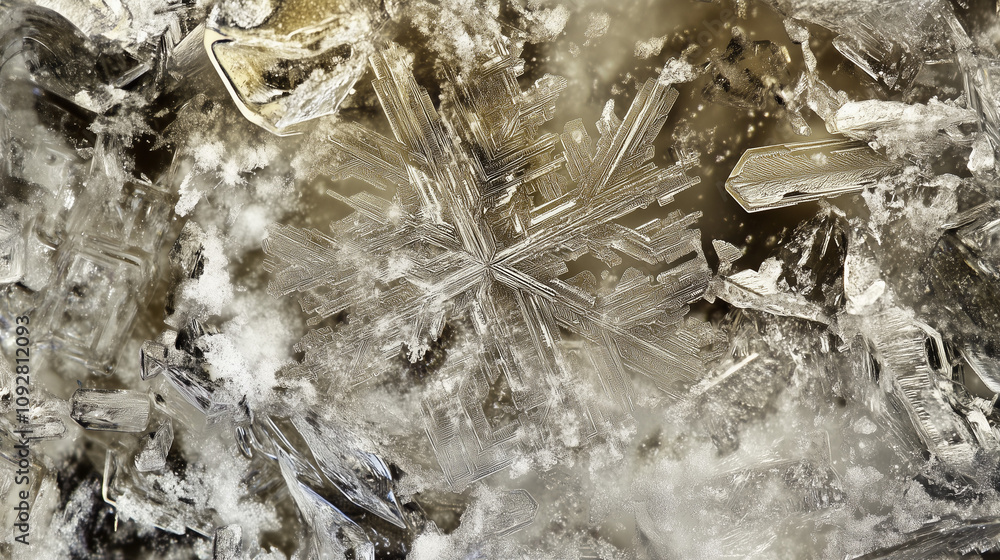 Golden Hue Snowflake Details Surrounded By Frost Golden Hue Snowflake Details Surrounded By Frost