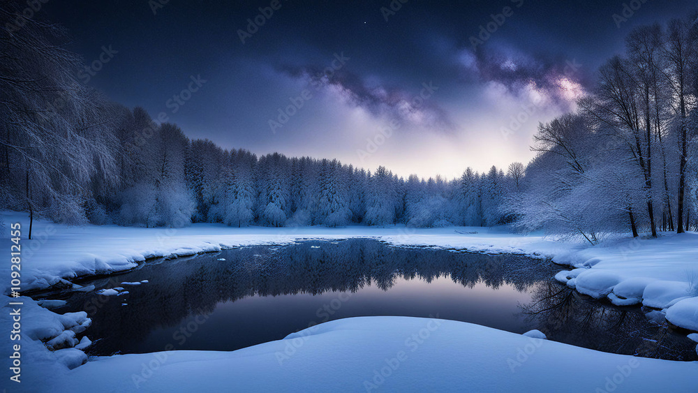 Fototapeta premium winter with lake