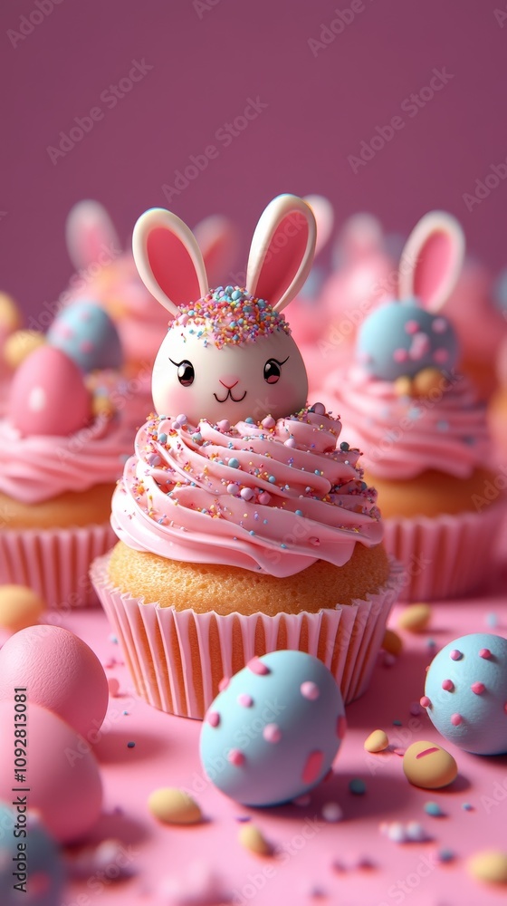 Colorful Easter sweets with bunny ears on bright turquoise background Colorful Easter sweets with bunny ears on bright turquoise background