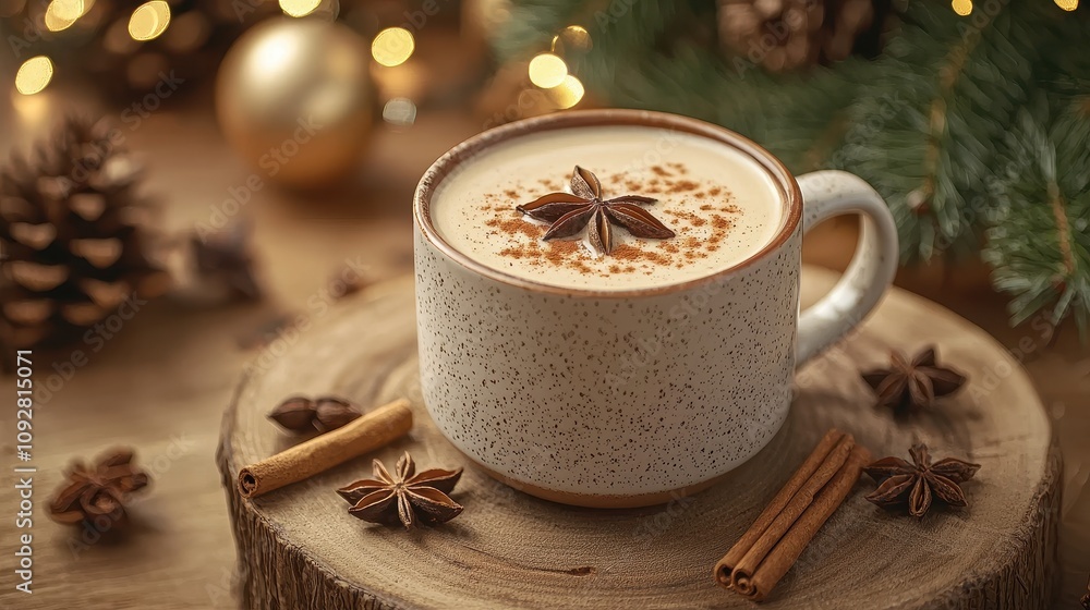 Coffee Christmas concept on the table. Selective focus Coffee Christmas concept on the table. Selective focus