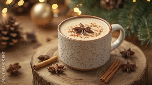 Coffee Christmas concept on the table. Selective focus