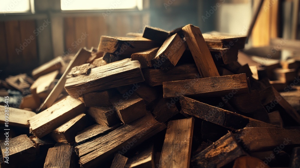 A close-up of a stacked pile of wooden logs, ready for use or storage. A close-up of a stacked pile of wooden logs, ready for use or storage.