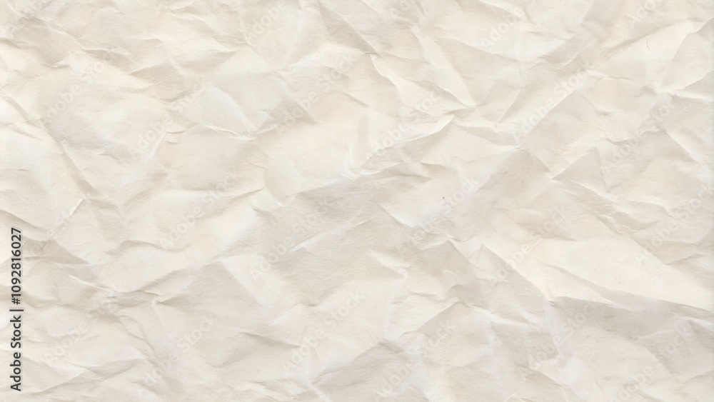 Crumpled beige paper texture with natural creases and folds Crumpled beige paper texture with natural creases and folds