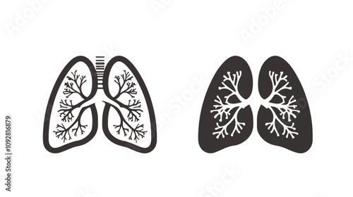 Healthy and Ill Lungs Icon Vector for Medical Concepts