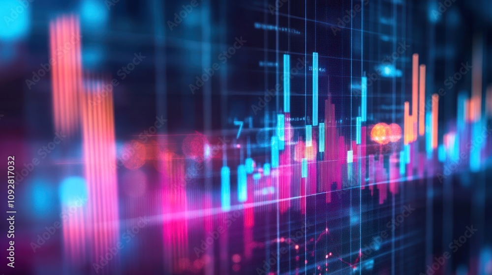 Abstract digital visualization of data trends and analytics. Abstract digital visualization of data trends and analytics.