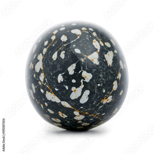 Polished stone featuring intricate patterns with deep blue and black hues in ...