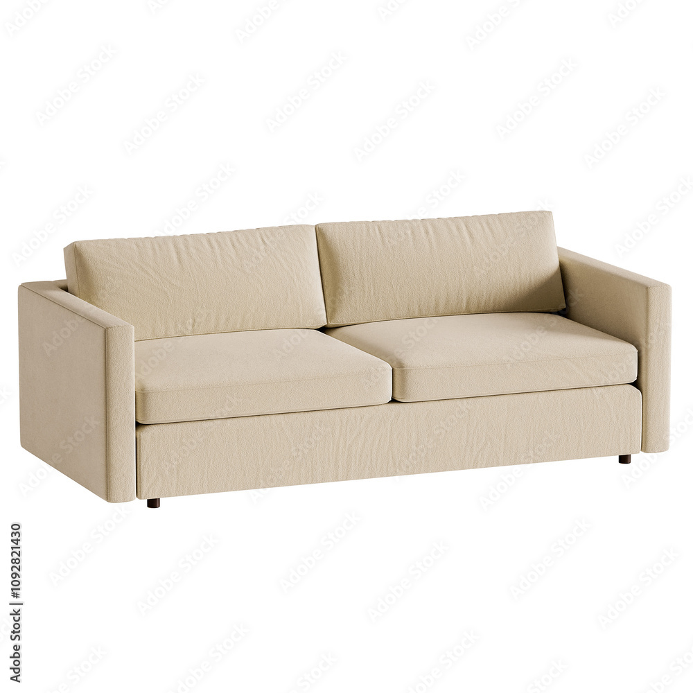 Fototapeta premium A tan couch with two pillows on it