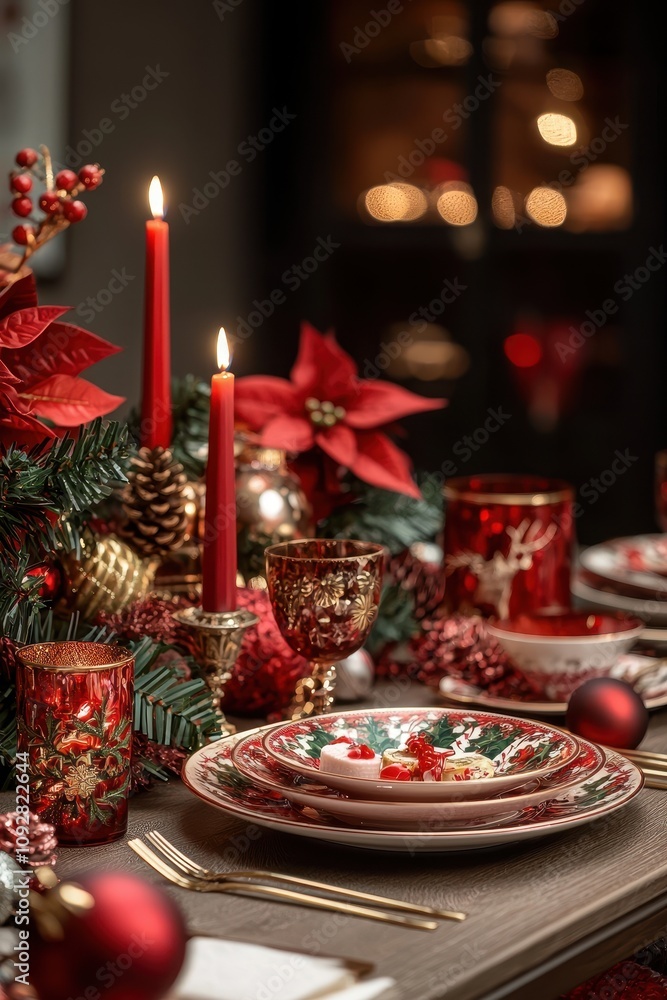 Christmas festive table. Selective focus Christmas festive table. Selective focus