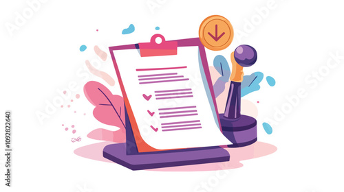 Approved Document with Stamp Vector Icon