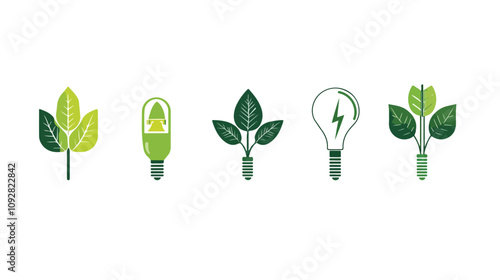 Green Energy Plug Icon Logo for Electric Bio Eco Concept