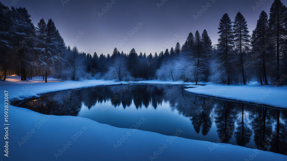 Fototapeta premium winter with lake