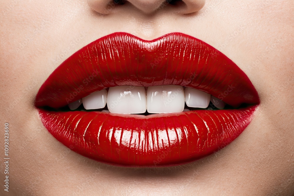 Closeup of beautiful sexy plump woman lips with lipstick
Closeup of beautiful sexy plump woman lips with lipstick