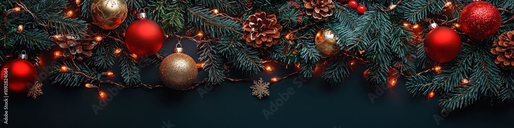 Christmas tree decorations close-up on the Christmas tree. Selective focus Christmas tree decorations close-up on the Christmas tree. Selective focus