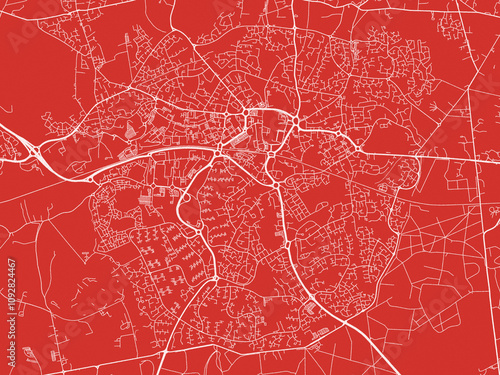 Christmas Map of Bracknell, United Kingdom in Snowy White on Festive Red Background. photo