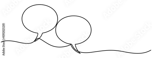 Speech Bubble Single Line Icon. One continuous line drawing of Speech bubble square shaped. Chat cloud and thought dialogue symbol in simple linear style. Comic text comment concept in editable stroke