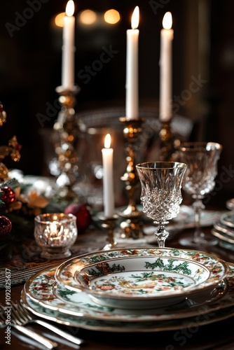 Christmas festive table. Selective focus