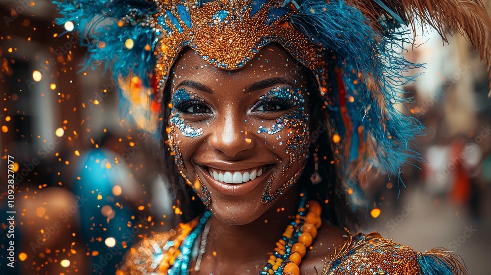 Vibrant celebration of culture with a smiling woman adorned in colorful attire Vibrant celebration of culture with a smiling woman adorned in colorful attire