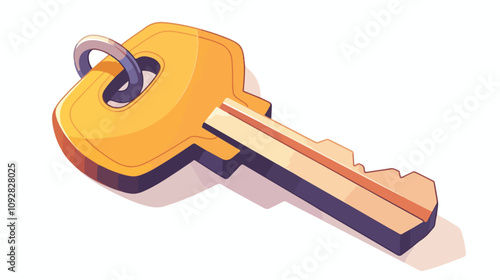 Elegant Key Hanging on Ring Vector Illustration Isolated