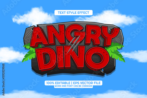 3d Angry Dino Cartoon Editable Text Effect