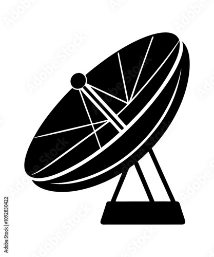 Radar satellite dish flat silhouette vector illustration