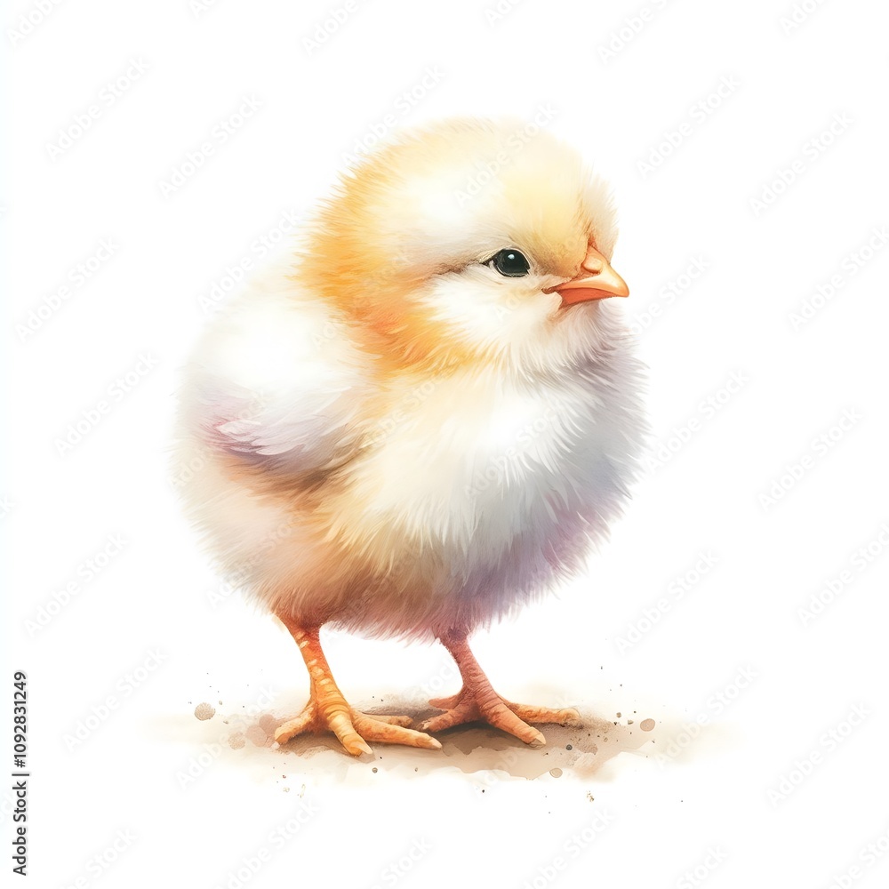 Obraz premium 노란 병아리, 수채화 (yellow chick, water colour)
