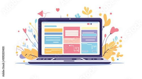 Professional Laptop with Website Page Design, Internet Websites Concept
