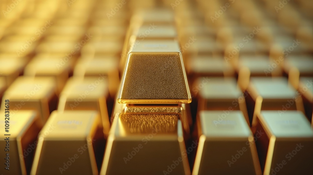 Stacked gold bars arranged in a visually appealing pattern. Stacked gold bars arranged in a visually appealing pattern.